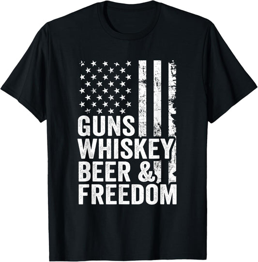 Guns Whisky Beer Freedom Pro Guns Drinking Flag Funny Gun