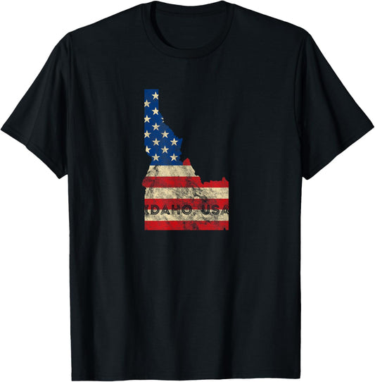 Idaho Usa Flag Patriotic Retro Vintage T Shirt