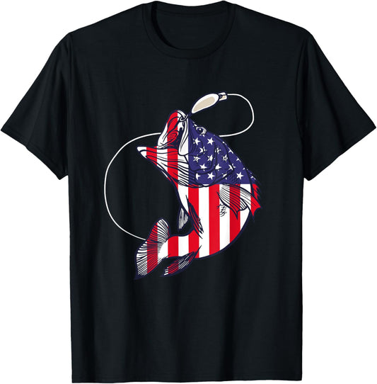 Bass Fishing Fish American Flag Patriotic Fourth Of July