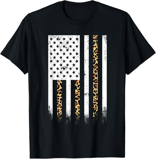 Leopard American Flag Patriotic 4Th Of July Leopard Print