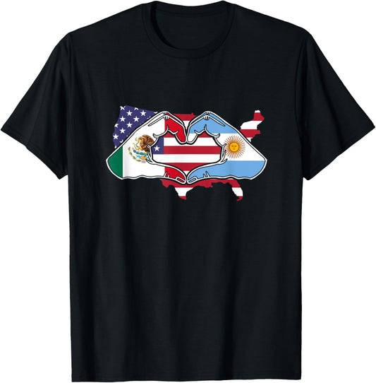 Heart Hands Mexico And Argentina Usa Flag