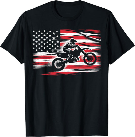 Dirt Bike American Flag Motocross Biker 4Th Of July