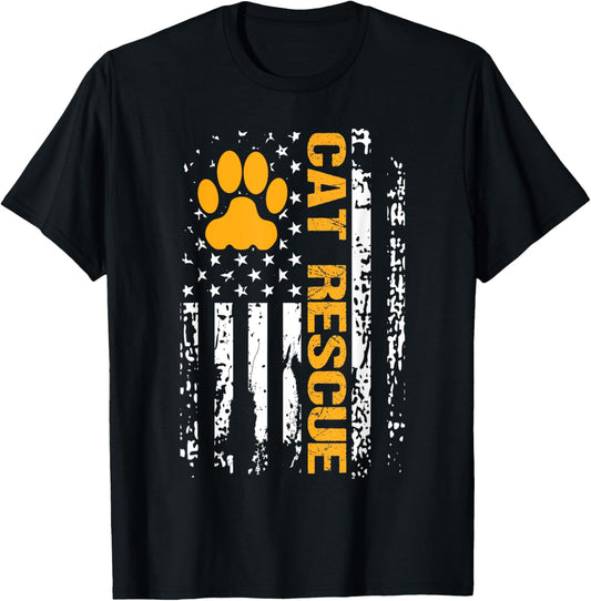 Cat Rescue Shirt American Flag Cat Shelter Cat Adoption Gift