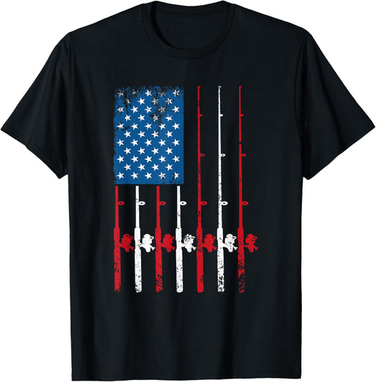American Flag Fishing Rod Fishing Lover Vintage Fisherman