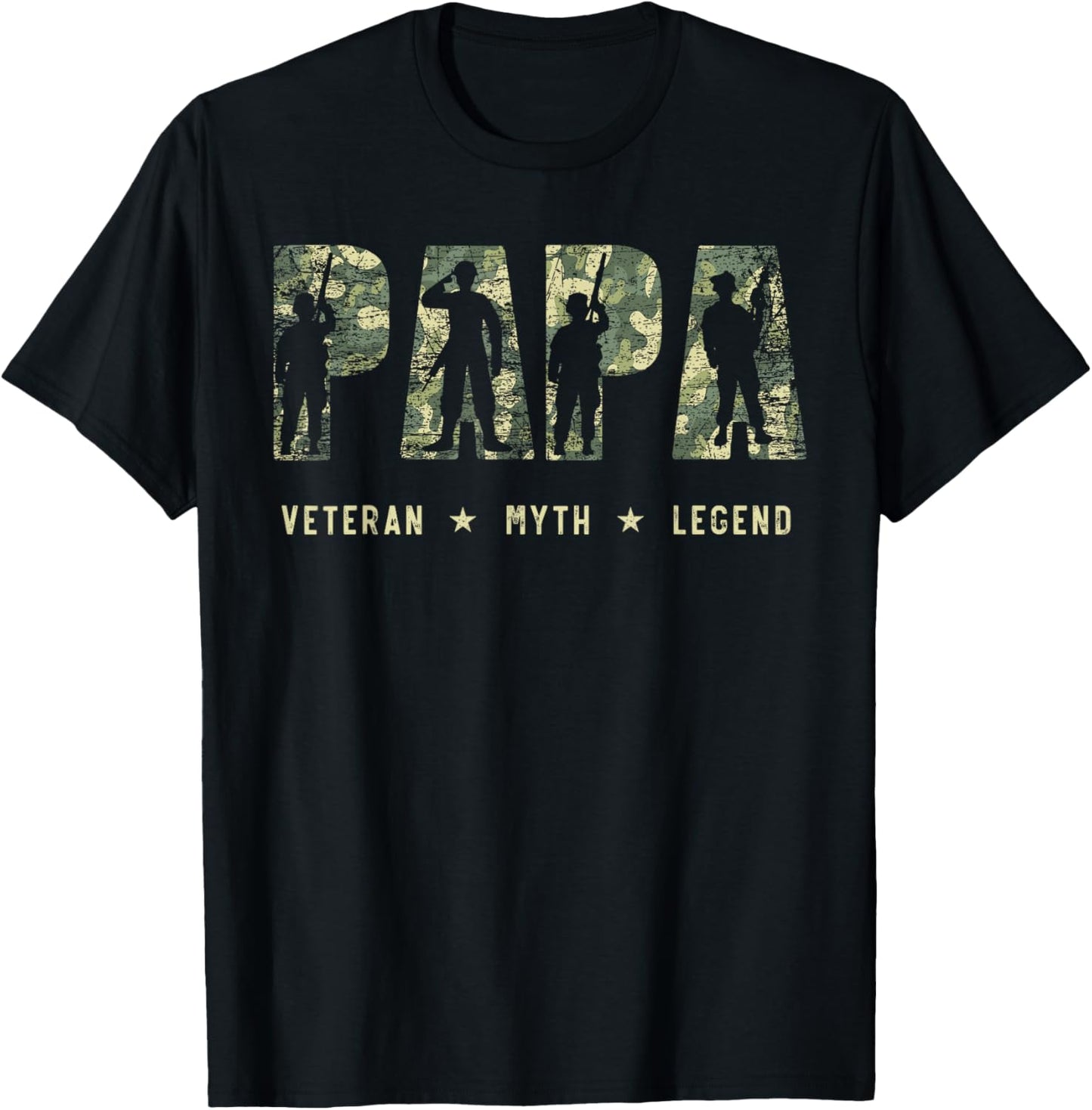 Mens Papa Veteran Myth Legend American Flag Fathers Day