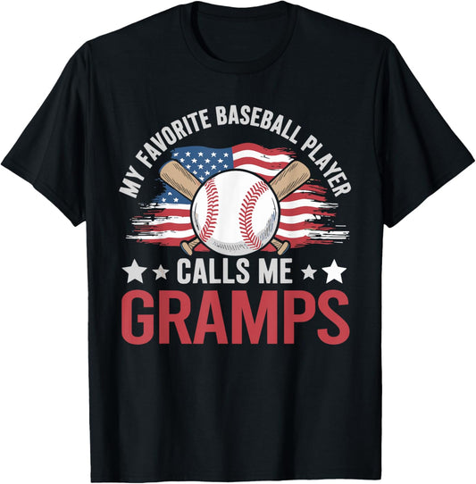 My Favorite Baseball Player Calls Me Gramps Usa Flag