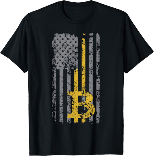 Bitcoin Usa Flag Distressed Digital Currency Lover T Shirt