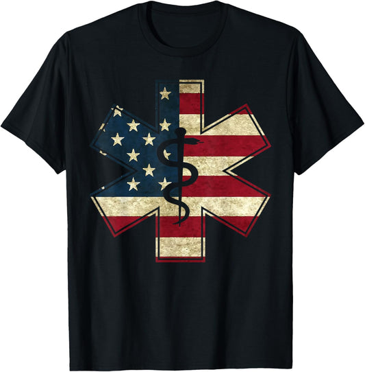 Emt Star Of Life Ems First Responder Emts American Flag Gift
