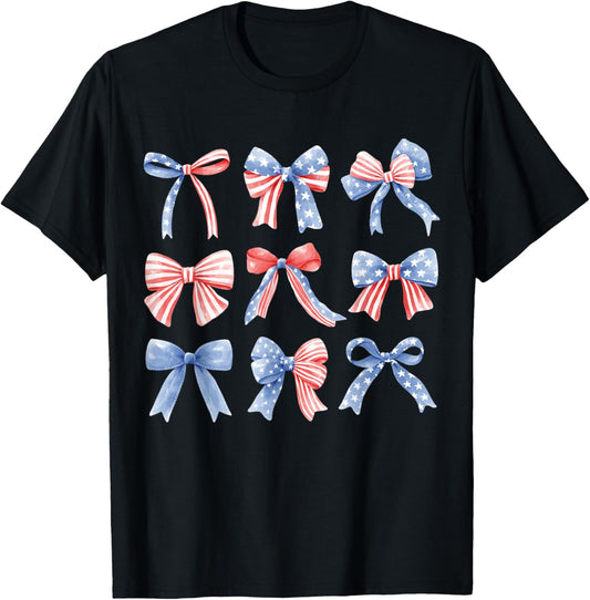 July 4Th Of July Usa Flag Coquette Bows American Patriotic
