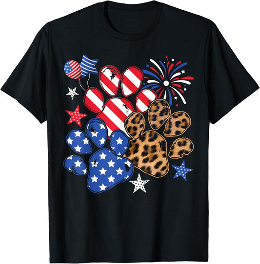 American Flag Patriotic Dog Cat Paw Print 4Th Of July