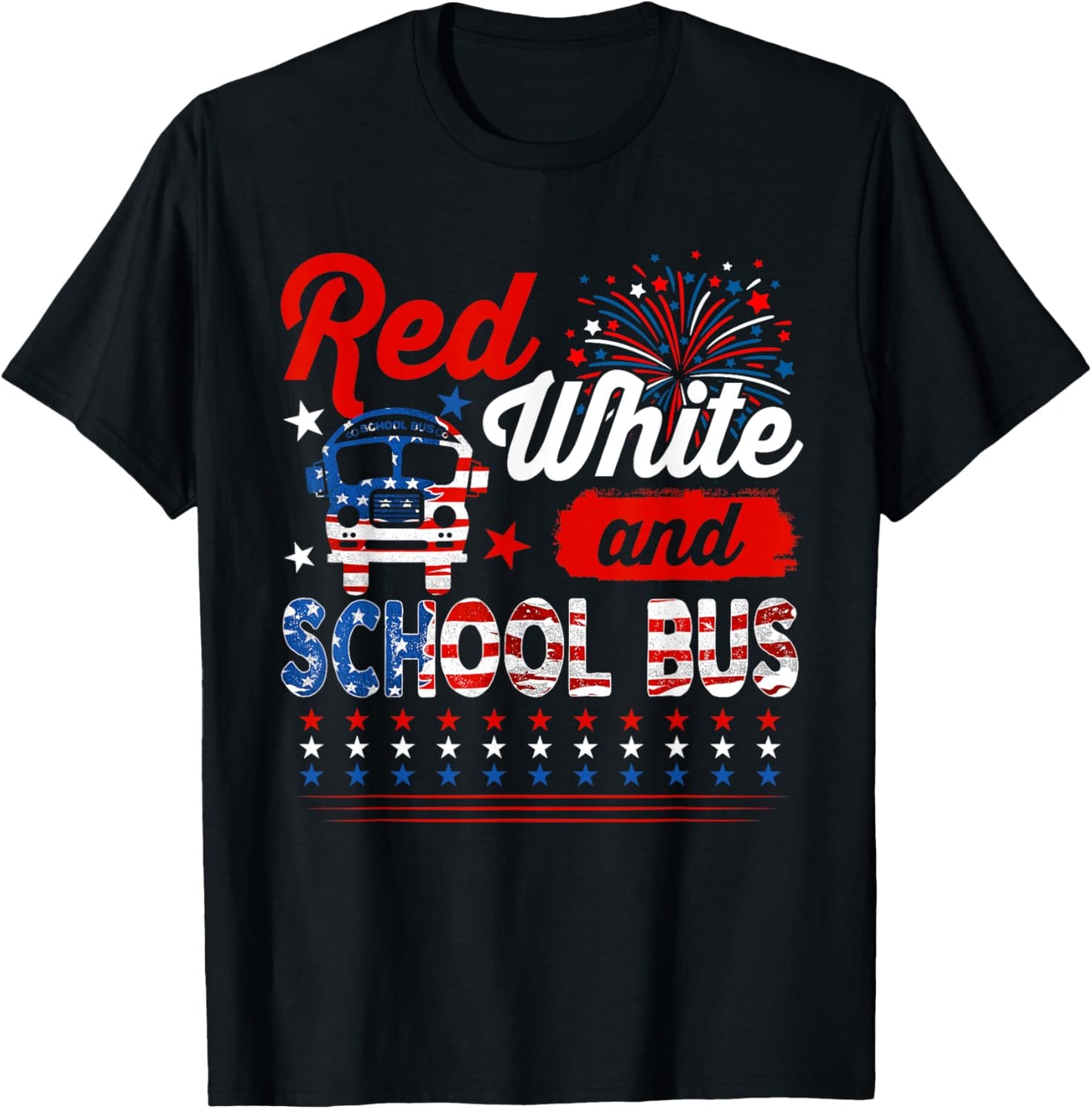 Red White And School Bus 4Th Of July American Flag Driver
