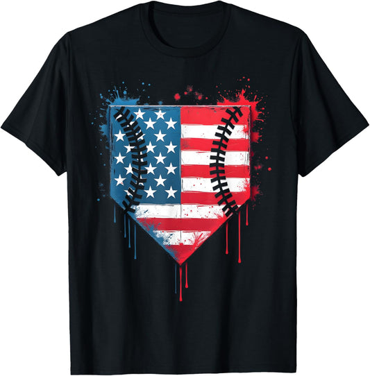 Baseball Drip Boys Kids Ice Cream Patriotic American Flag