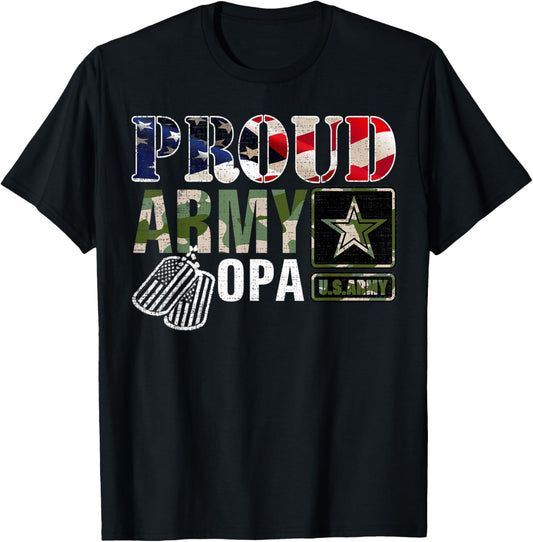 Vintage Proud Army Opa Camo With American Flag Gift