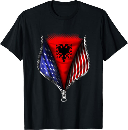 Albanian American Flag T Shirt Albania National Flag