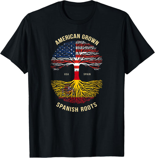 American Grown With Spanish Roots Usa Spain Flag Original