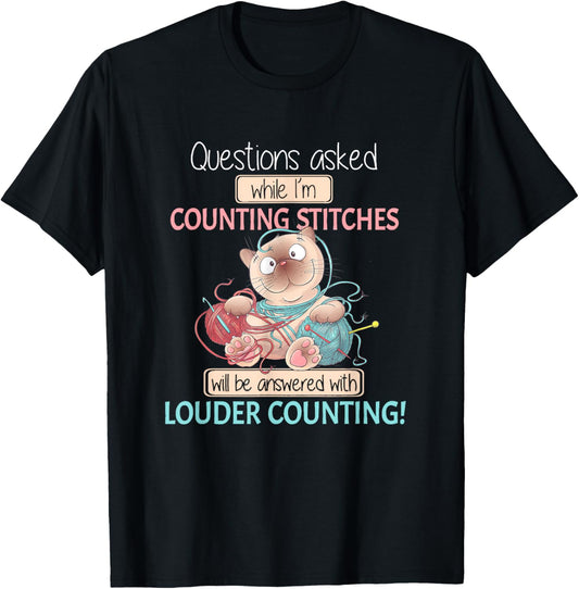 Questions Asked While I'm Counting Stitches Crochet Cat Yarn Men Women