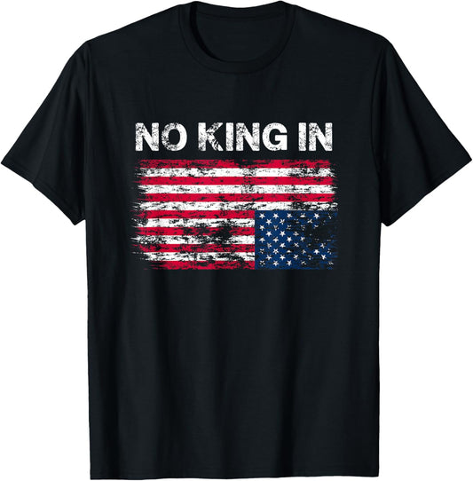 No King In America American Flag Upside Down Distress