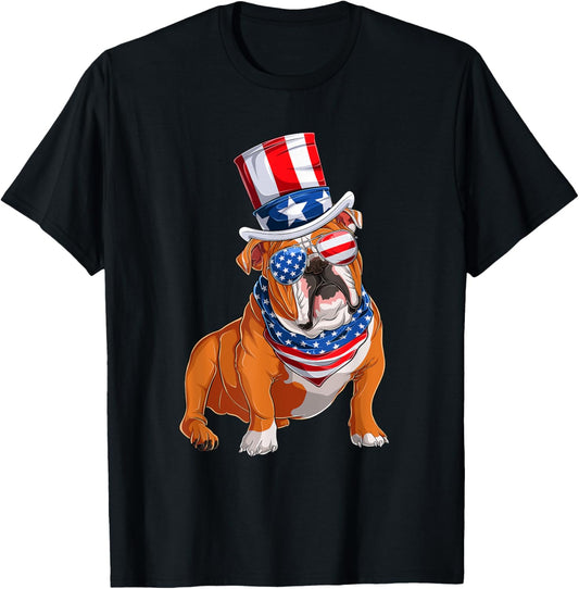 Merica Bulldog Dog 4Th Of July American Flag