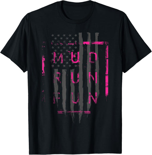 Mud Run Fun Usa Flag Pink Mudder Trail Running And Mudding