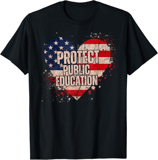 Protect Public Education School Teacher Heart Usa Red For Ed