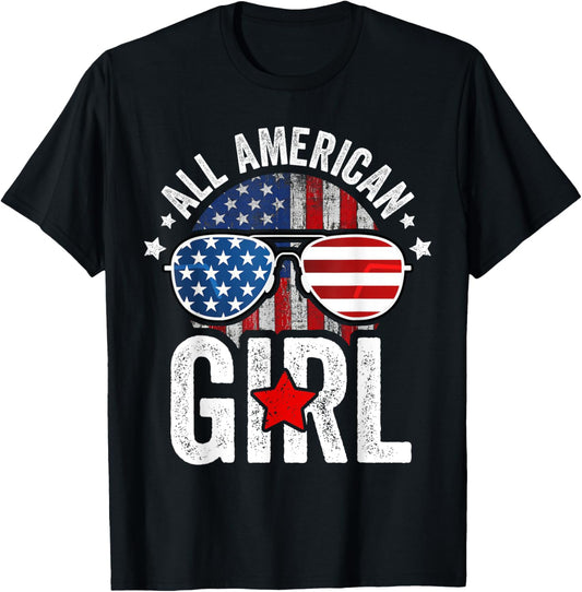 All American Girl 4Th Of July Shirt Daughter Usa Flag Girls