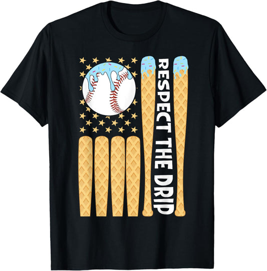 Baseball Drip Boys Ice Cream American Flag Respect The Drip