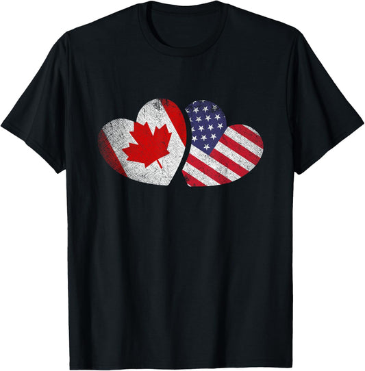 American Canadian Heart Valentines Day Gift Usa Flag Canada