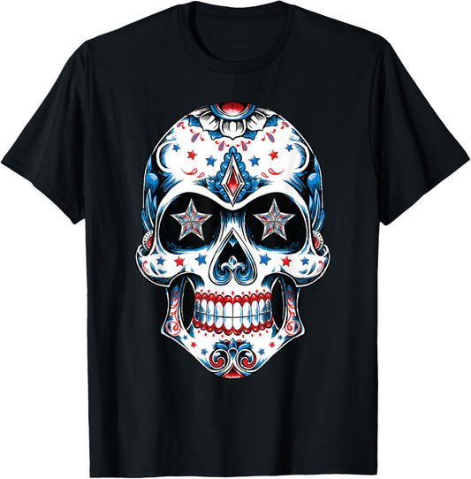 Sugar Skull 4Th Of July Men Women Girls Boys Usa Flag