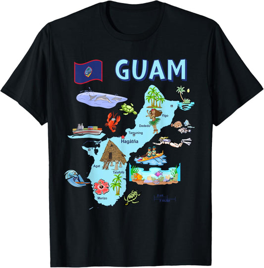 Tourist Attractions Map Of Guam Major Cities Flag Usa