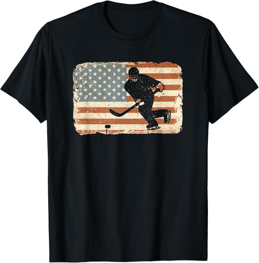 Vintage Ice Hockey Shirt American Flag Usa July 4Th T Shirt