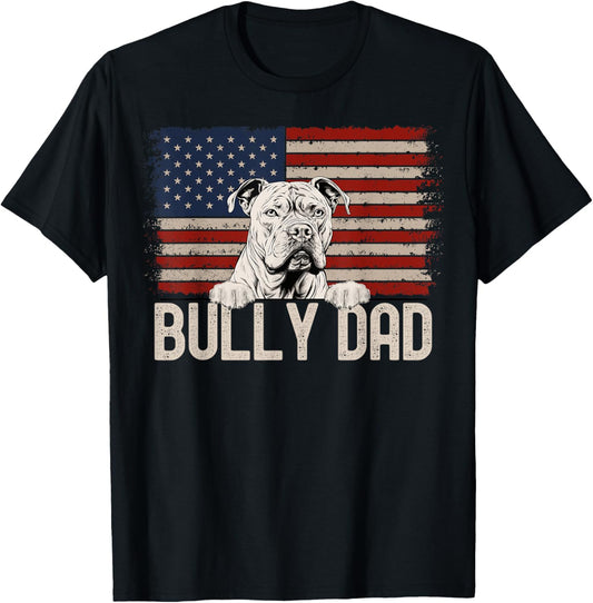 Best Dog Dad Ever American Flag Bully Dad