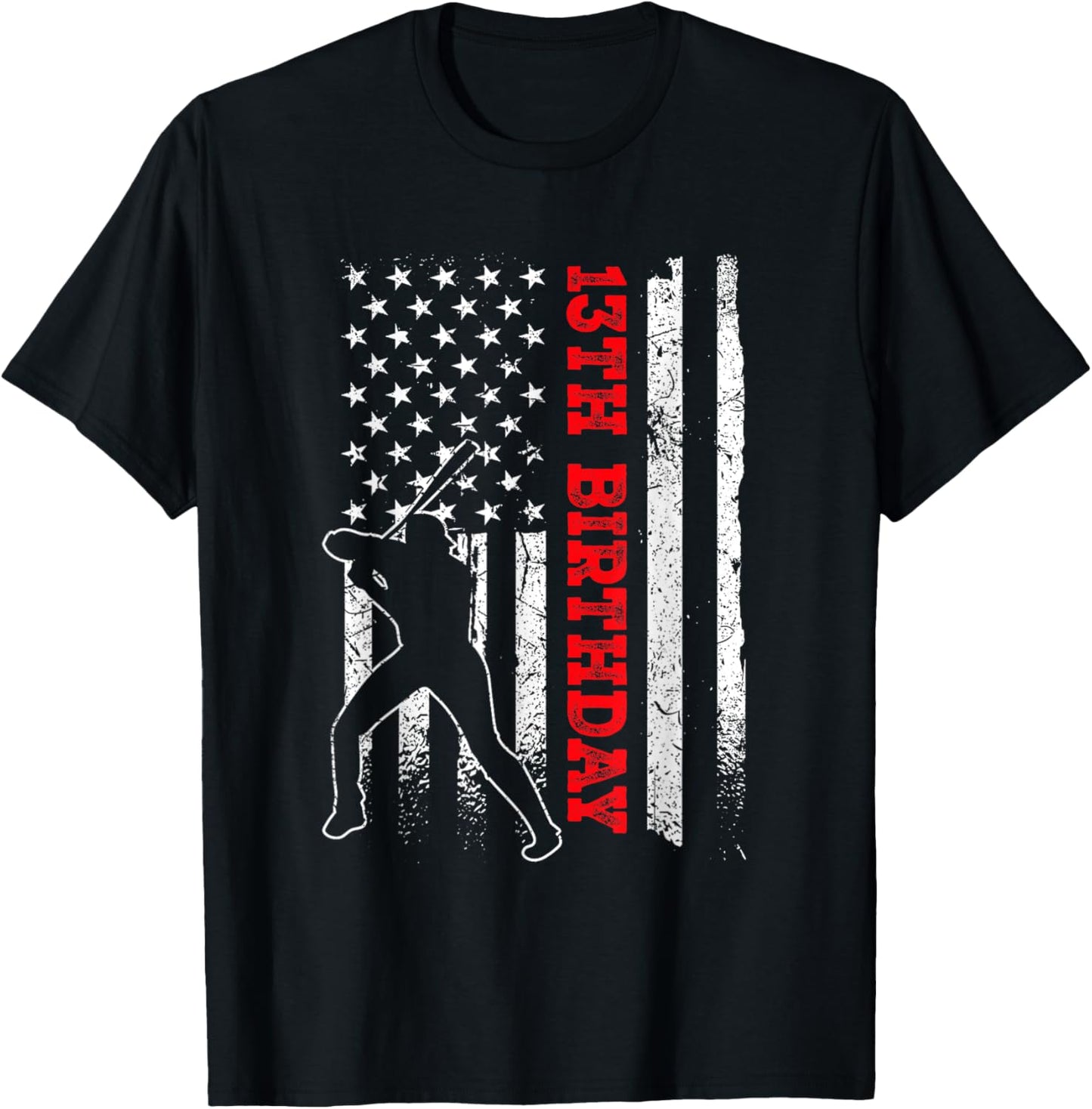 13 Year Old Shirt 13Th Birthday Usa Flag Baseball Shirt