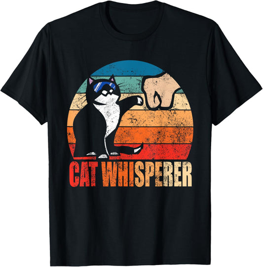 Funny Retro Best Cat Whisperer With Fist Bump Gift