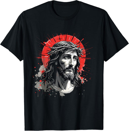 Retro Jesus Crown of Thorns Bold Faith Christian Art Graphic