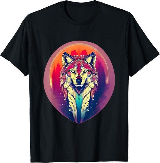 Cosmic Pink Wolf   Vivid Abstract Animal Wall Art