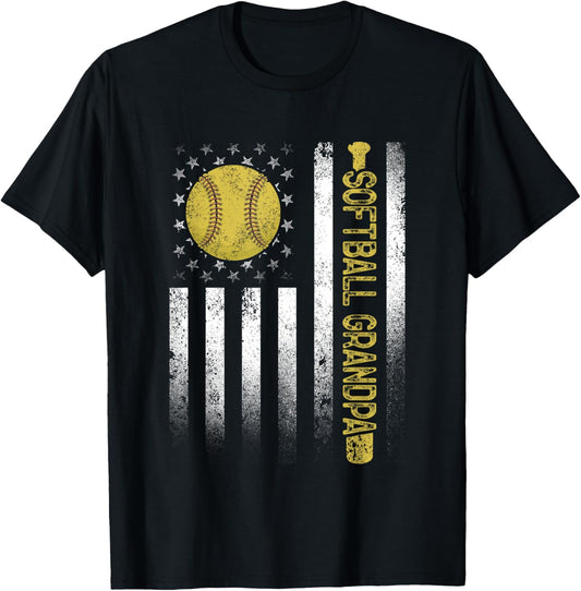Distressed Usa American Flag Softball Grandpa Fathers Day