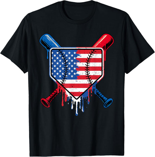 Baseball Drip Boys Ice Cream Patriotic American Flag