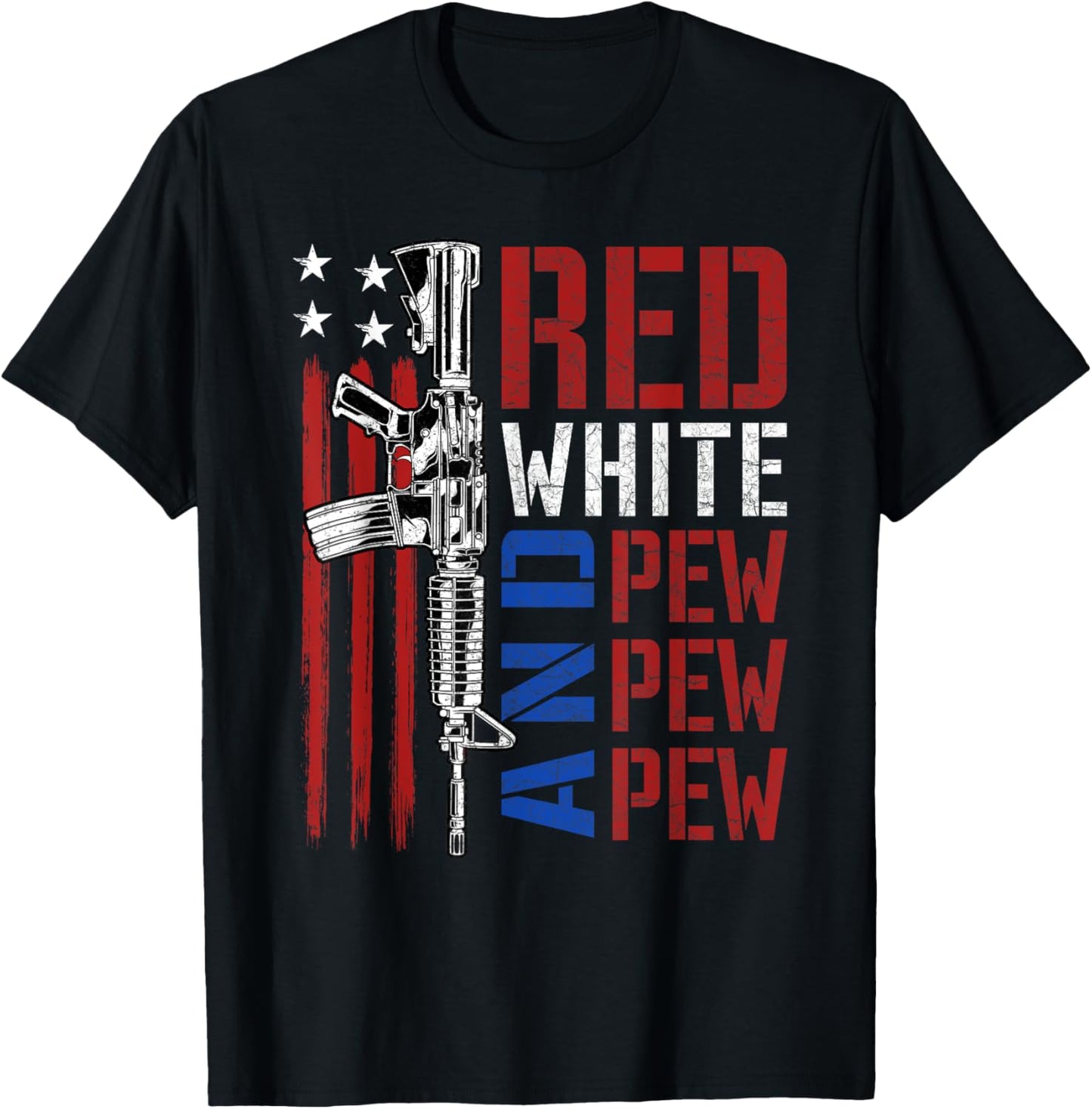 Red White And Pew Ar 15 American Flag Funny Patriotic