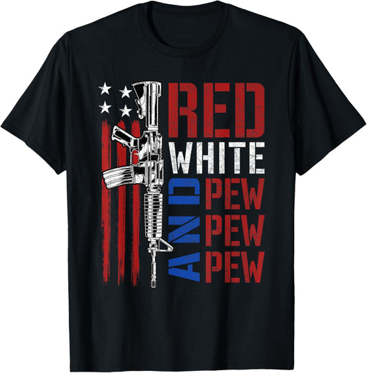 Red White And Pew Ar 15 American Flag Funny Patriotic