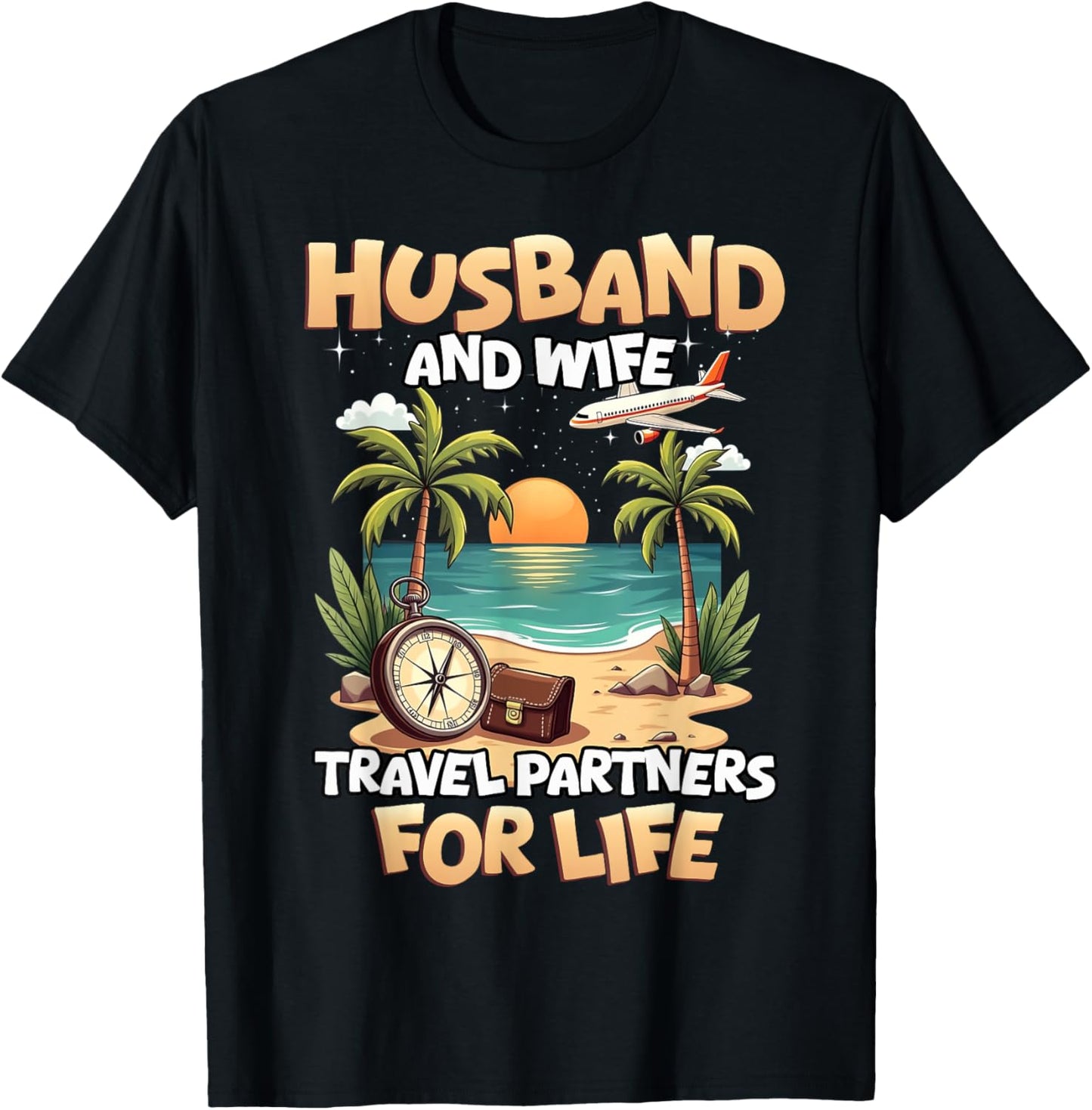 Husband And Wife Travel Partners Beach Matching Couples
