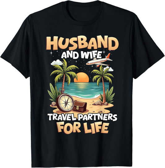 Husband And Wife Travel Partners Beach Matching Couples