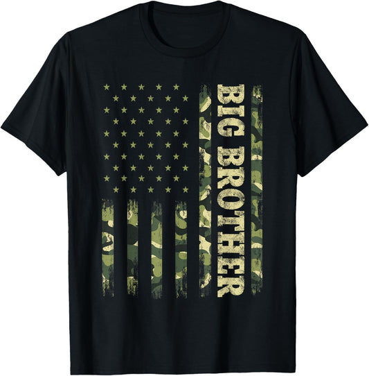 Fathers Day Shirt Bro Big Brother Camouflage American Flag
