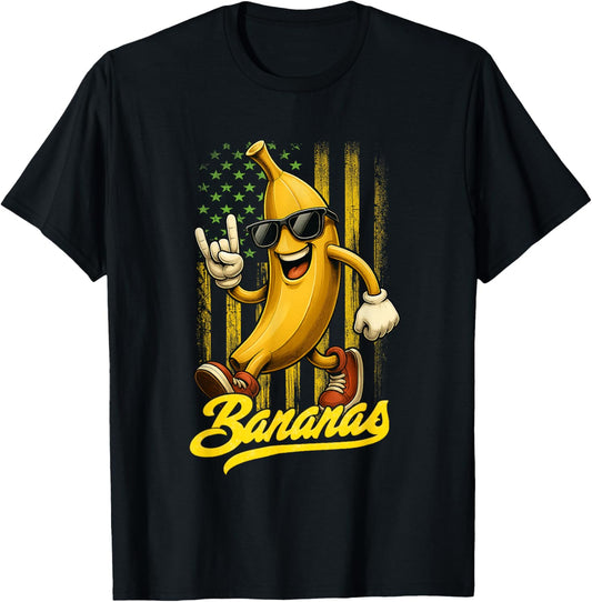Funny Bananas Proud Name Retro American Flag Bananas Lover