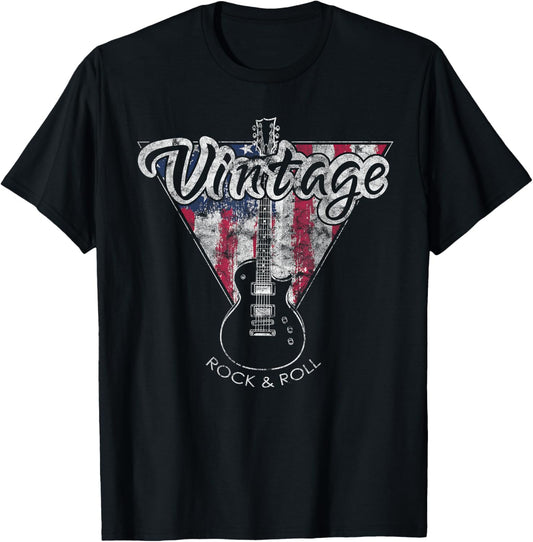 American Flag Guitar T Shirt Vintage Guitar Player Gift