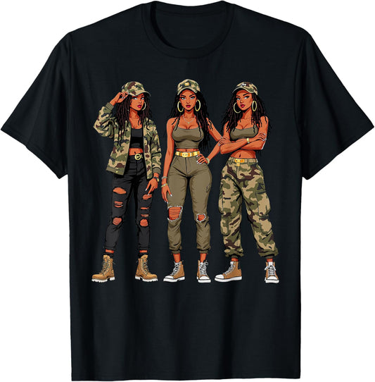 Black Woman Locs Camo Melanin Black History Month Junteenth