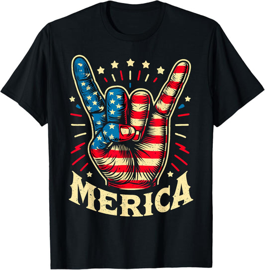 Merica 4Th Of July Rock And Roll Usa Flag