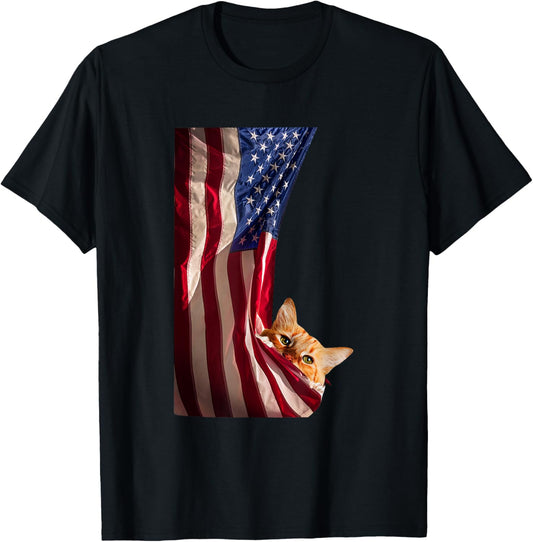 Cat Patriotic Shirts For Men 4Th Of July Shirts Women Usa