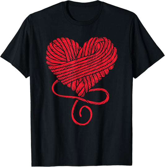 Yarn Crochet Knitting Lover Red Wool Heart Funny Graphic