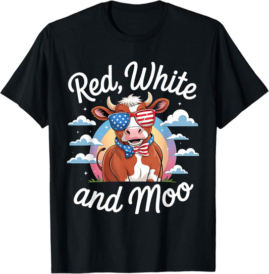 Red White And Moo Patriotic Cow Usa Flag 4Th Of July Heifer
