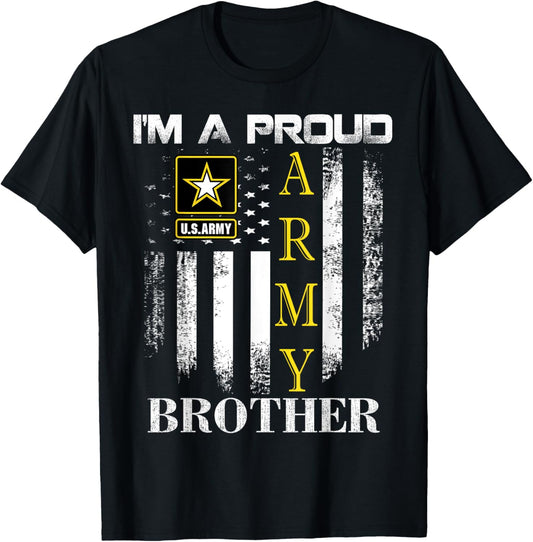Vintage Im A Proud Army Brother With American Flag Gift